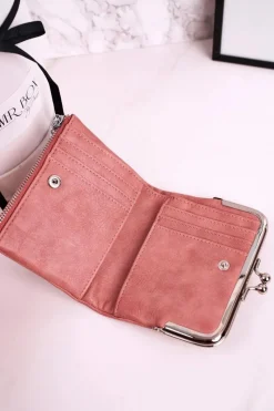 Hot Mały Portfel Damski Zapinany na Bigiel Różowy Portfele