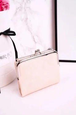 Hot Boto Mały Portfel Damski Zapinany na Bigiel Beżowy