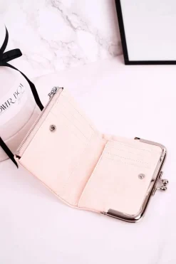 Hot Boto Mały Portfel Damski Zapinany na Bigiel Beżowy