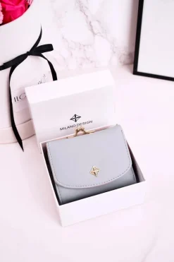 Portfele>Boto Mały Portfel Damski Zapinany Na Bigiel MILANO Niebieski