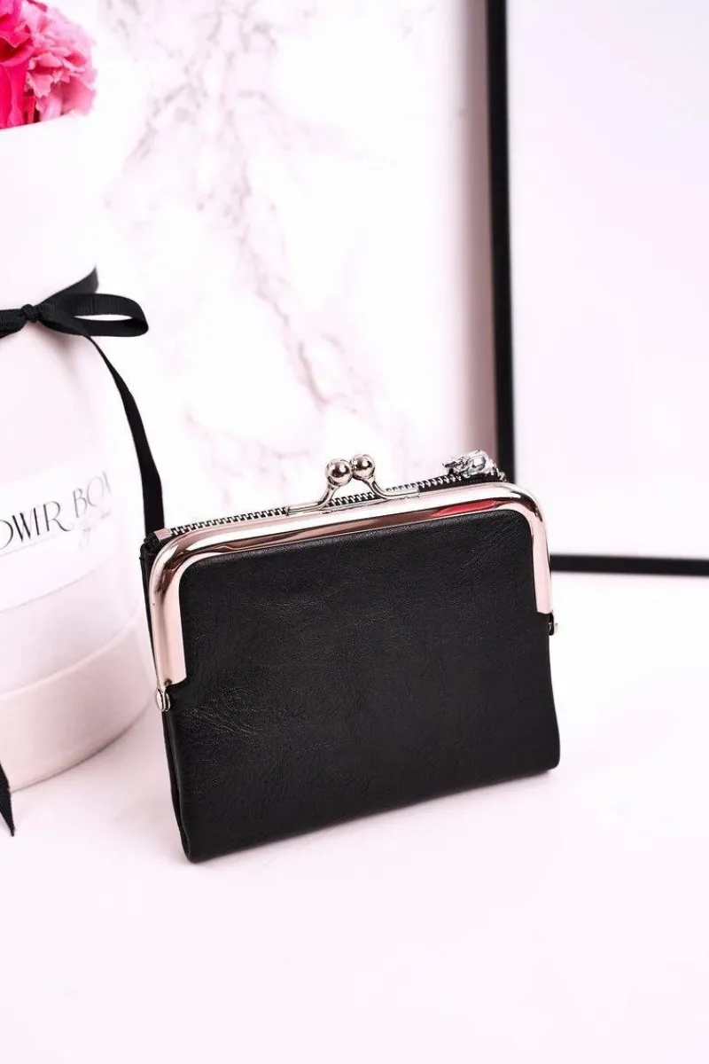 Portfele>Boto Mały Portfel Damski Zapinany na Bigiel Czarny