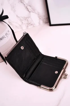 Portfele>Boto Mały Portfel Damski Zapinany na Bigiel Czarny