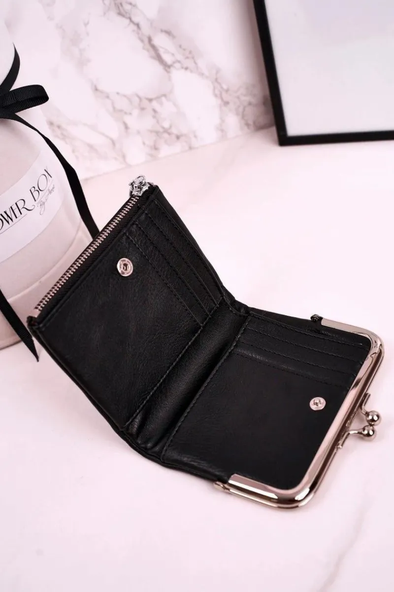 Portfele>Boto Mały Portfel Damski Zapinany na Bigiel Czarny