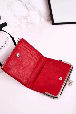 Hot Boto Mały Portfel Damski Zapinany na Bigiel Czerwony