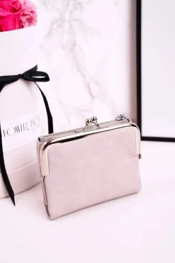 Portfele>Boto Mały Portfel Damski Zapinany na Bigiel Szary