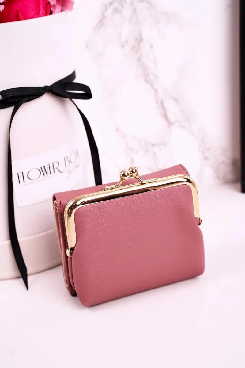 Clearance Mały Portfel Damski Zapinany Na Bigiel MILANO Ciemno Różowy Portfele