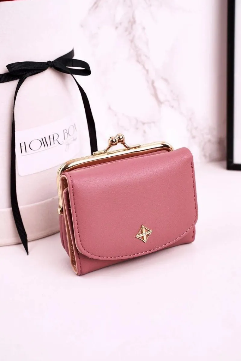 Clearance Mały Portfel Damski Zapinany Na Bigiel MILANO Ciemno Różowy Portfele