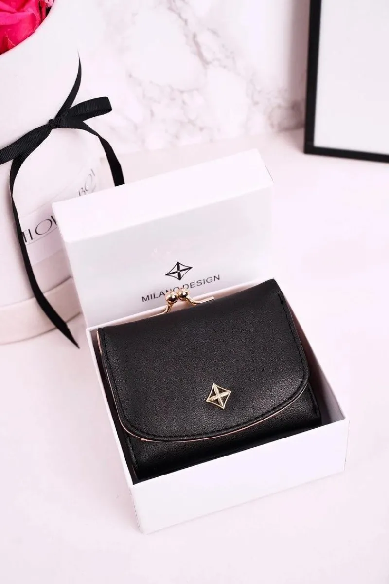 Boto Mały Portfel Damski Zapinany Na Bigiel MILANO Czarny