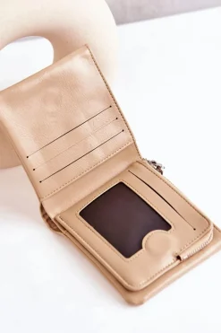 Portfele>Boto Mały Portfel Na Magnes Beżowy Damaris