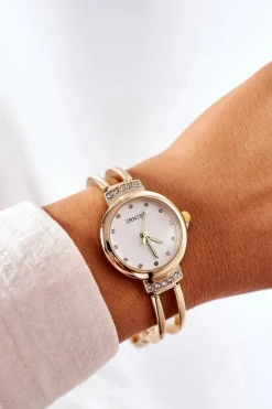 Discount Mały Zegarek Na Bransolecie Z Cyrkoniami Złoty Zegarki