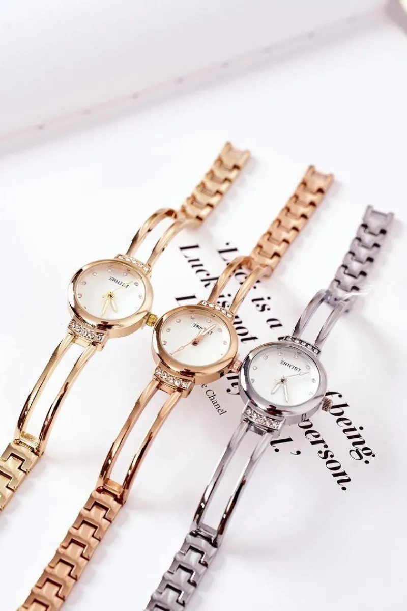 Online Mały Zegarek Na Bransolecie Z Cyrkoniami Różowe Złoto Zegarki