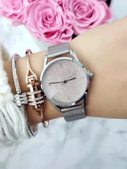 Discount Michael John Damski Srebrny Zegarek Bransoleta Brokat Rapter