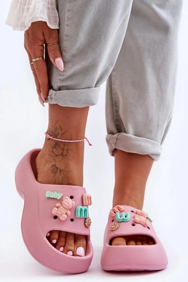 Klapki Na Platformie|Klapki Damskie Klasyczne>Boto Miękkie Damskie Piankowe Klapki Z Ozdobami Różowe Lorie