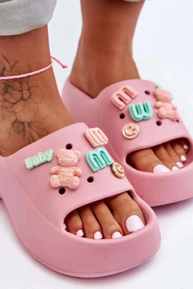 Klapki Na Platformie|Klapki Damskie Klasyczne>Boto Miękkie Damskie Piankowe Klapki Z Ozdobami Różowe Lorie