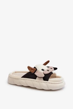 Discount Boto Miękkie I Wygodne Kapcie Damskie Krowy Jasnobeżowe Paivessa