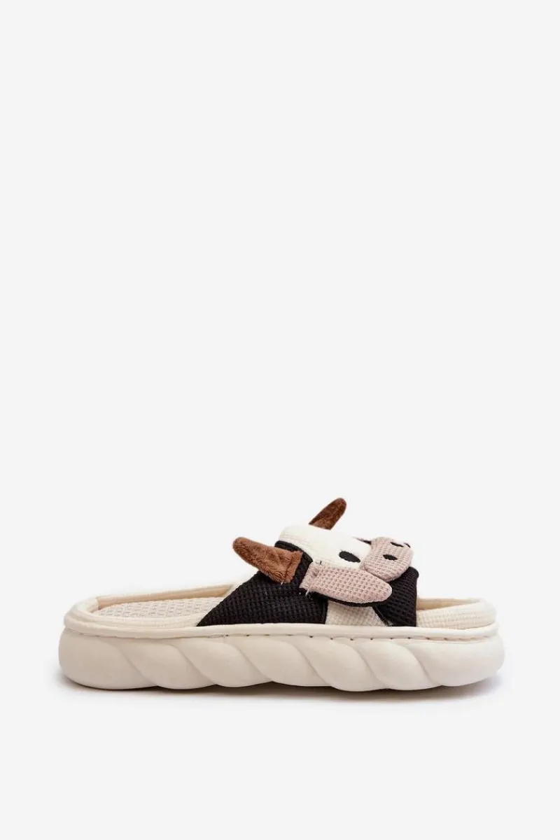 Discount Boto Miękkie I Wygodne Kapcie Damskie Krowy Jasnobeżowe Paivessa