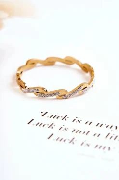 New Glam Chic Modna Bransoletka Na Zatrzask Z Cyrkoniami Złota