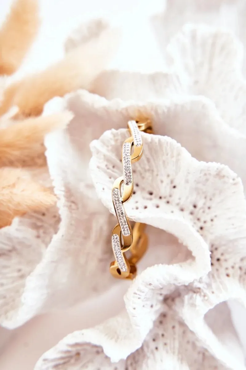 New Glam Chic Modna Bransoletka Na Zatrzask Z Cyrkoniami Złota