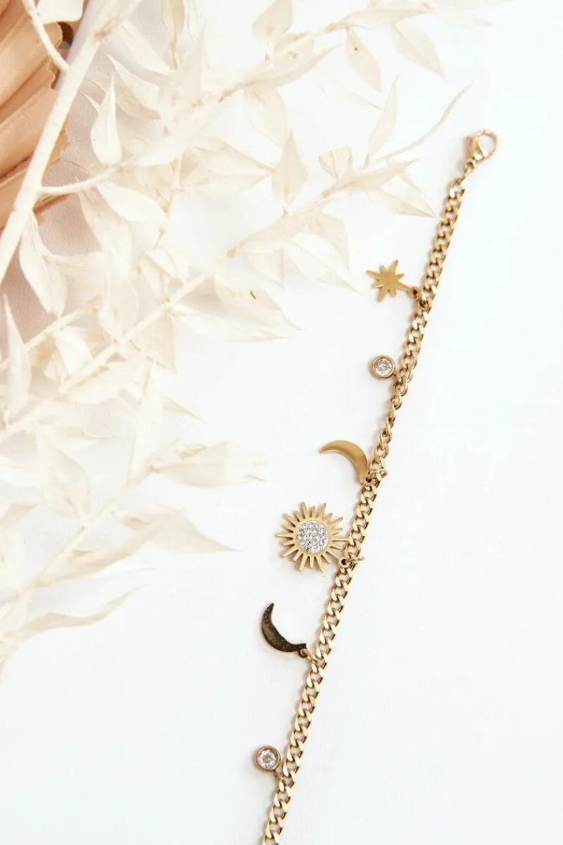 Bransoletki>Glam Chic Modna Bransoletka Z Księżycem I Słońcem Złota