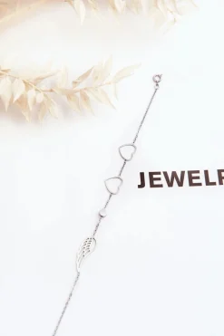 Bransoletki>Boto Modna Bransoletka Ze Stali Nierdzewnej Skrzydło I Dwa Serca Srebrna