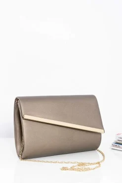 Sale Boto Modna Damska Licowa Kopertówka Na Złotym Łańcuszku Ciemnozłota