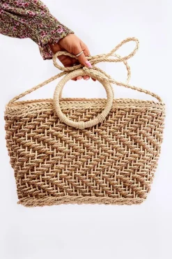 Boto Modna Duża Torebka Na Zamek Beżowa