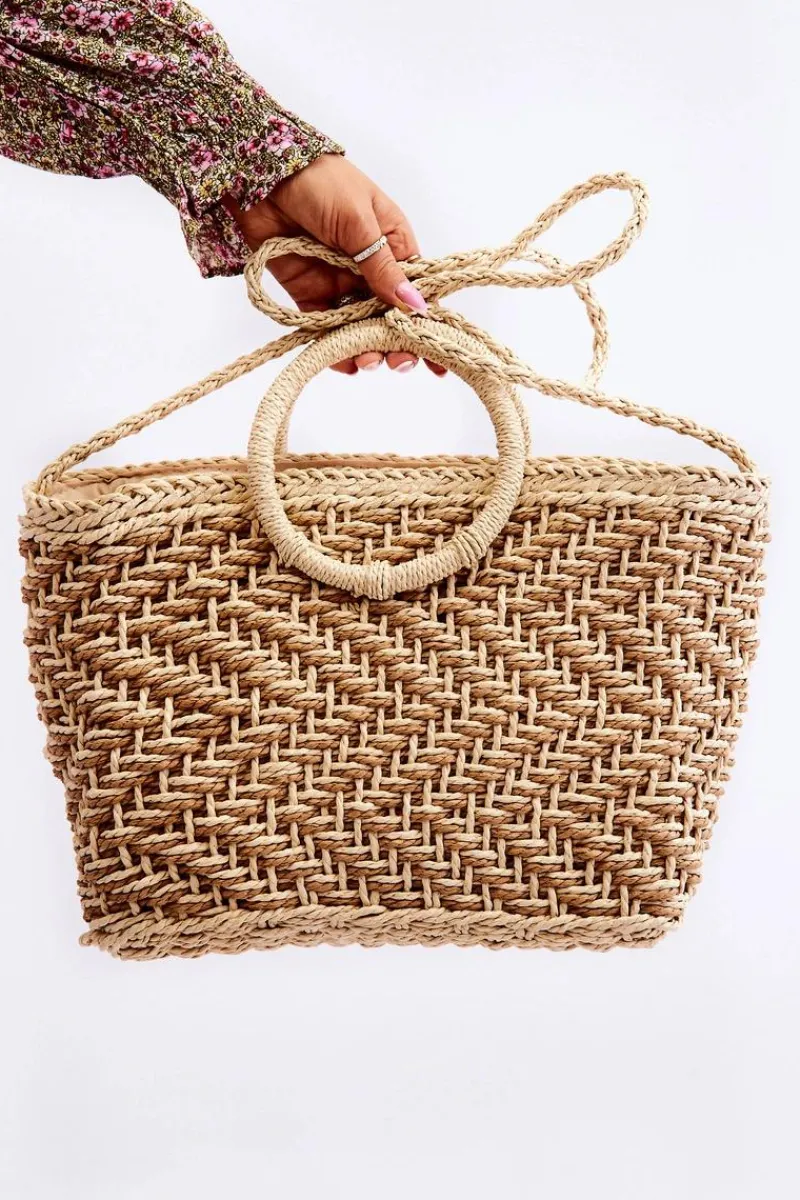 Boto Modna Duża Torebka Na Zamek Beżowa