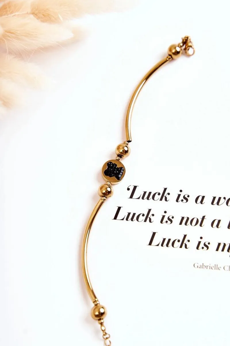 Best Boto Modna Regulowana Bransoletka Z Misiem Złota