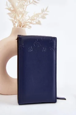 Outlet Modna Torebka Portfel 2w1 Z Tłoczeniem Granatowa Savano Listonoszki|Portfele