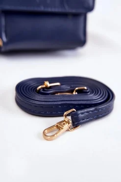 Outlet Modna Torebka Portfel 2w1 Z Tłoczeniem Granatowa Savano Listonoszki|Portfele