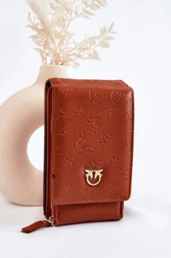 Modna Torebka Portfel 2w1 Z Tłoczeniem Brązowa Savano Listonoszki|Portfele