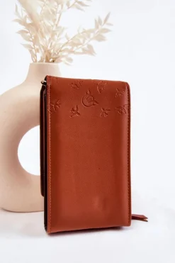 Modna Torebka Portfel 2w1 Z Tłoczeniem Brązowa Savano Listonoszki|Portfele