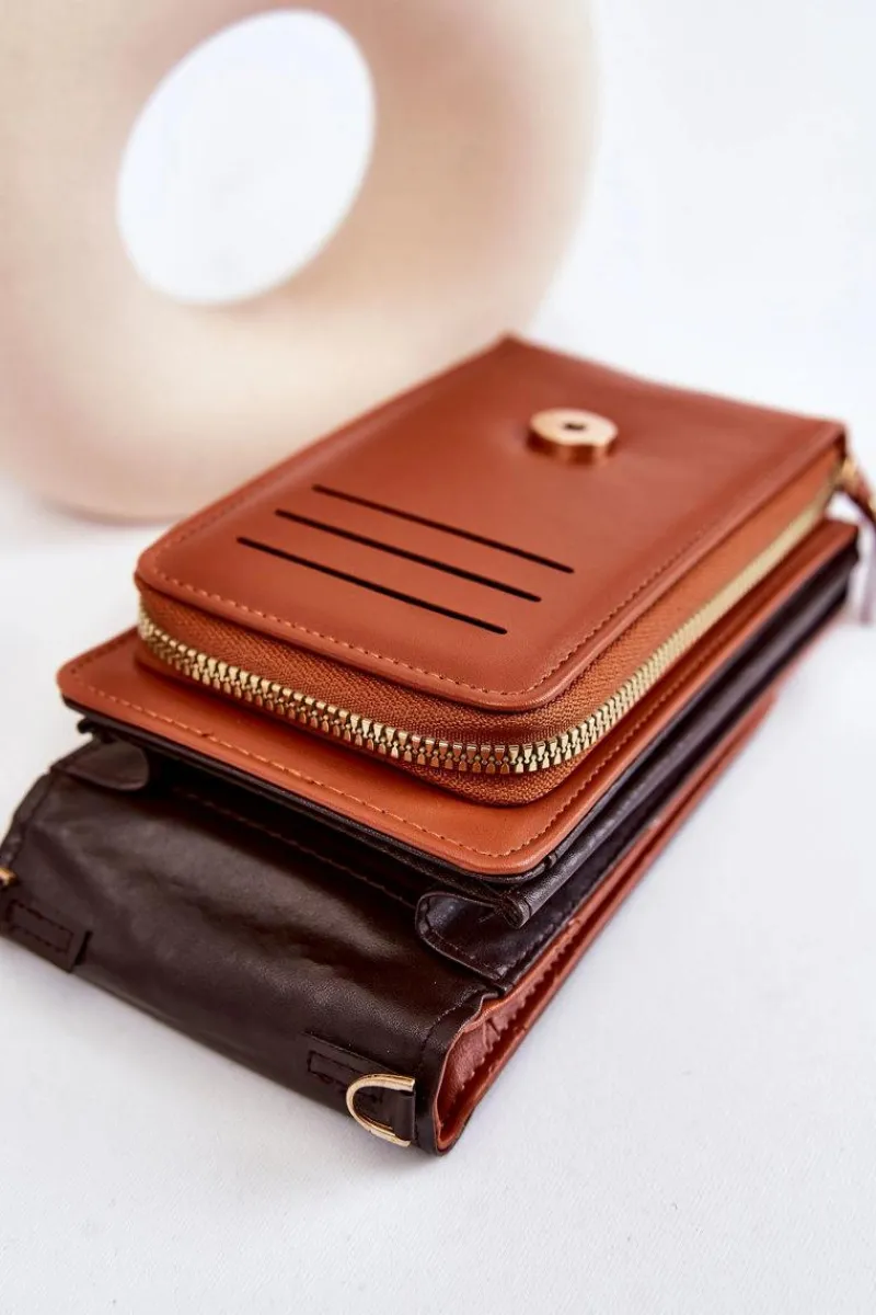 Modna Torebka Portfel 2w1 Z Tłoczeniem Brązowa Savano Listonoszki|Portfele