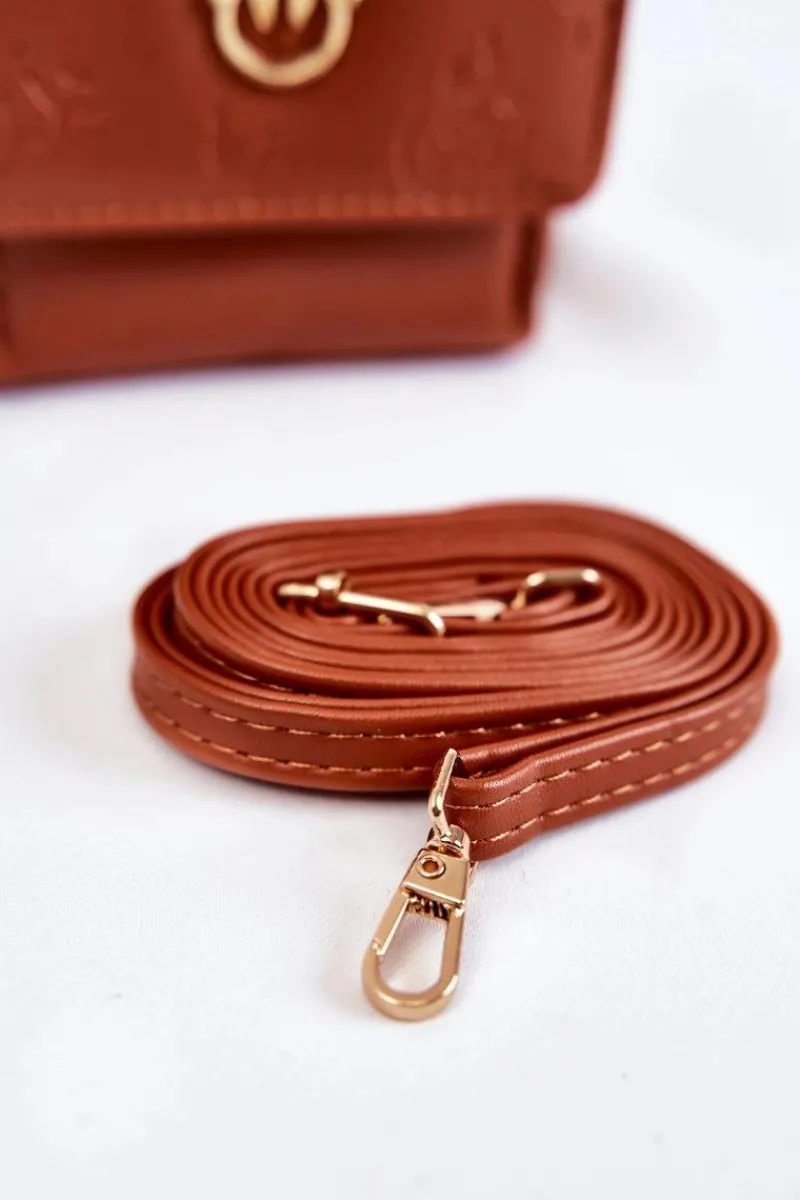 Modna Torebka Portfel 2w1 Z Tłoczeniem Brązowa Savano Listonoszki|Portfele