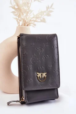 Listonoszki|Portfele>Boto Modna Torebka Portfel 2w1 Z Tłoczeniem Szara Savano