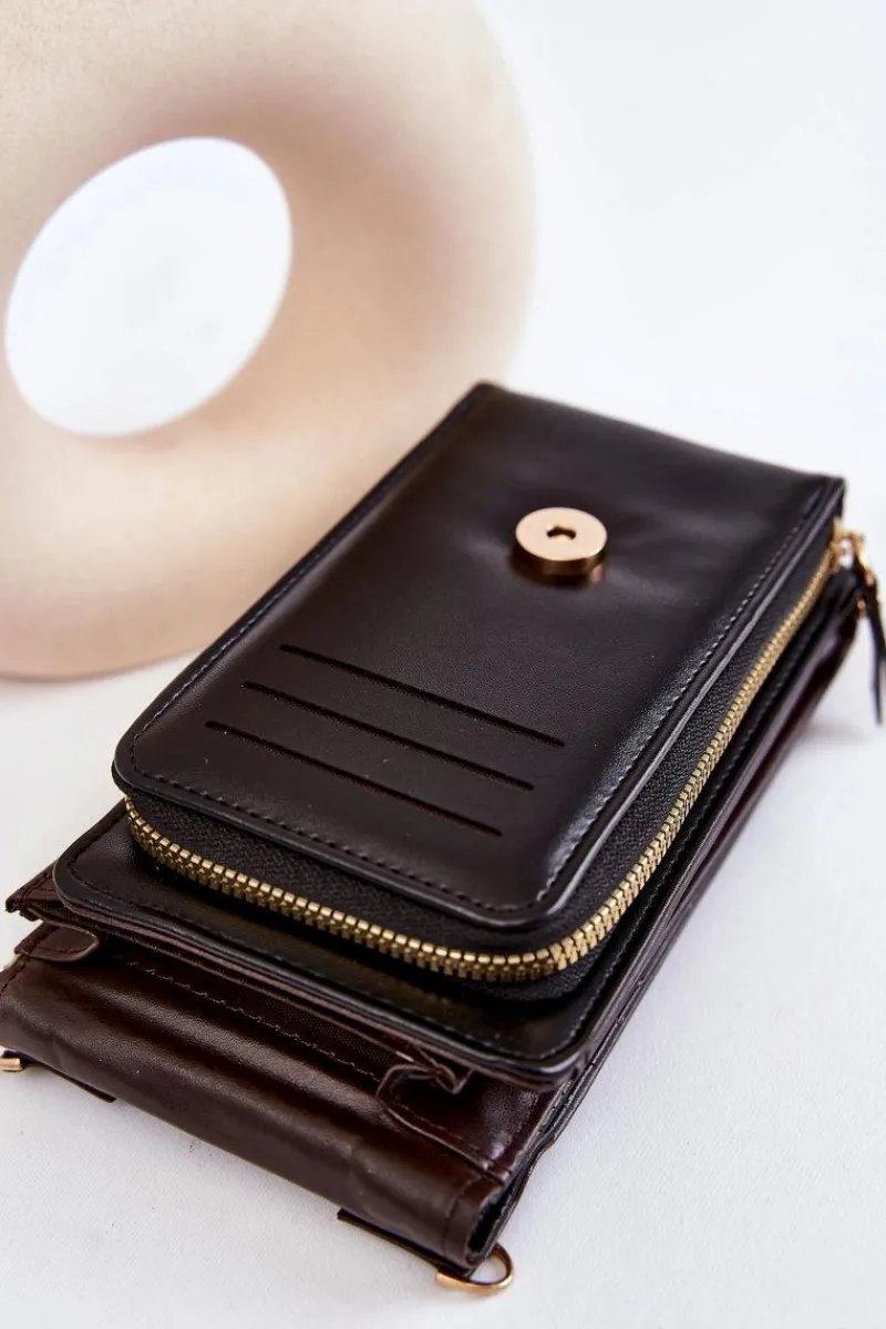 New Boto Modna Torebka Portfel 2w1 Z Tłoczeniem Czarna Savano