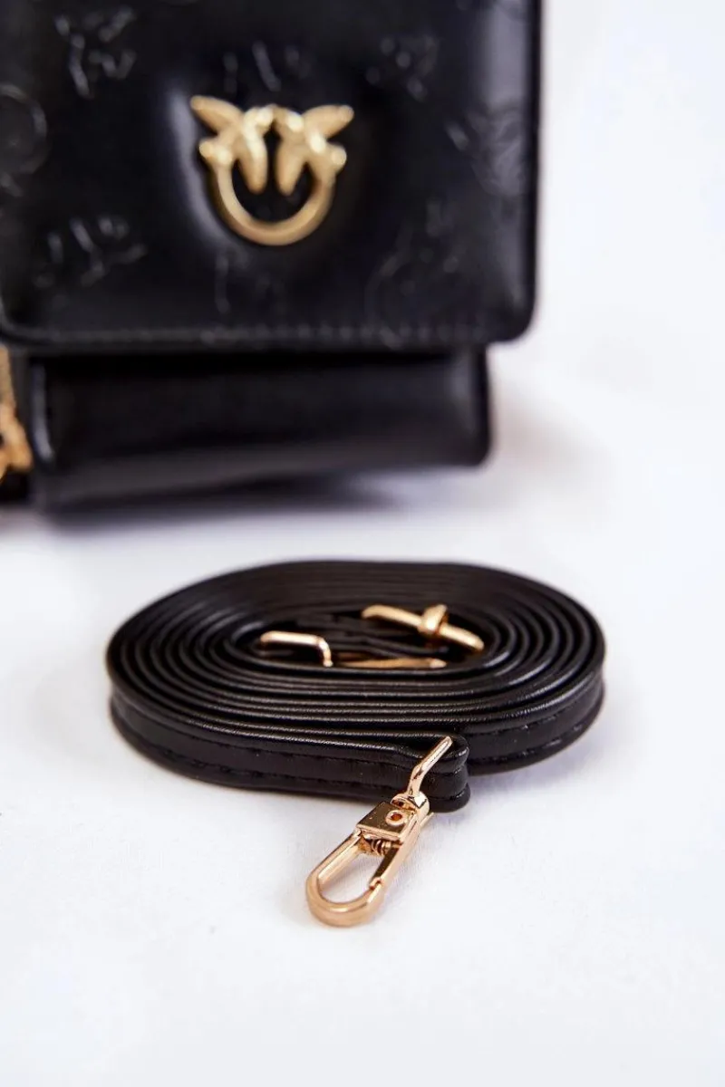 New Boto Modna Torebka Portfel 2w1 Z Tłoczeniem Czarna Savano