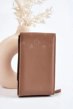 Listonoszki|Portfele>Boto Modna Torebka Portfel 2w1 Z Tłoczeniem Beżowa Savano