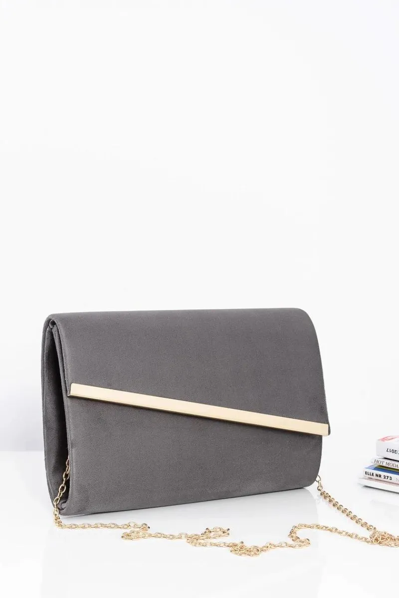 Boto Modna Zamszowa Damska Kopertówka Na Złotym Łańcuszku