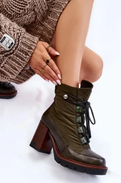 Discount Maciejka Modne Botki Na Obcasie 05777-09 Zielone
