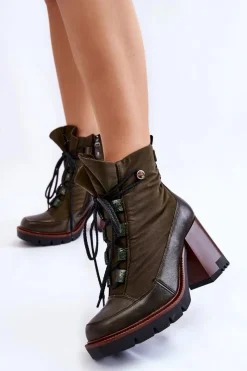Discount Maciejka Modne Botki Na Obcasie 05777-09 Zielone