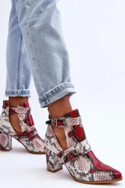 Hot Boto Modne Botki Na Słupku Z Wycięciami Wielobarwne Suelo