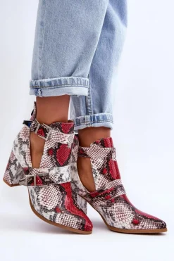 Hot Boto Modne Botki Na Słupku Z Wycięciami Wielobarwne Suelo
