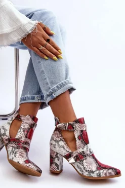 Hot Boto Modne Botki Na Słupku Z Wycięciami Wielobarwne Suelo
