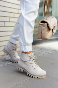 Online Modne botki trapery zamszowe w kolorze jasnom Dalles Damskie Botki Wiosenne|Damskie Trapery