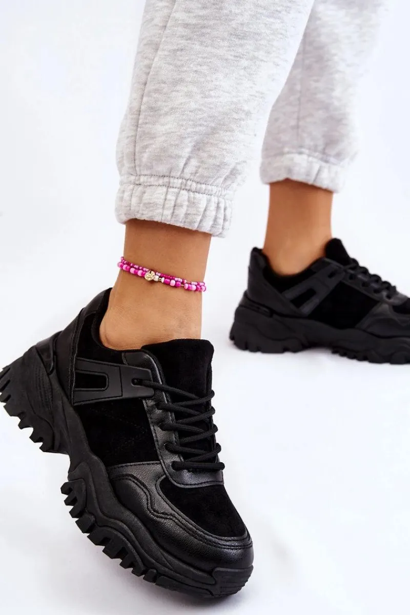 Sale Modne Buty Sportowe Sneakersy Czarne Frezio Damskie Sneakersy Damskie