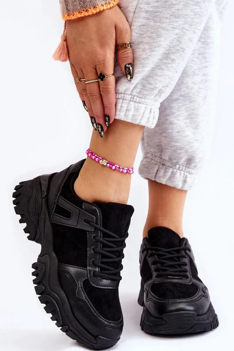 Sale Modne Buty Sportowe Sneakersy Czarne Frezio Damskie Sneakersy Damskie