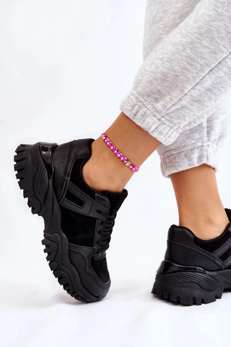 Sale Modne Buty Sportowe Sneakersy Czarne Frezio Damskie Sneakersy Damskie