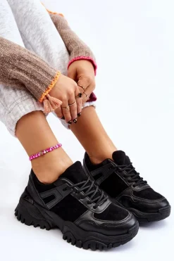 Sale Modne Buty Sportowe Sneakersy Czarne Frezio Damskie Sneakersy Damskie