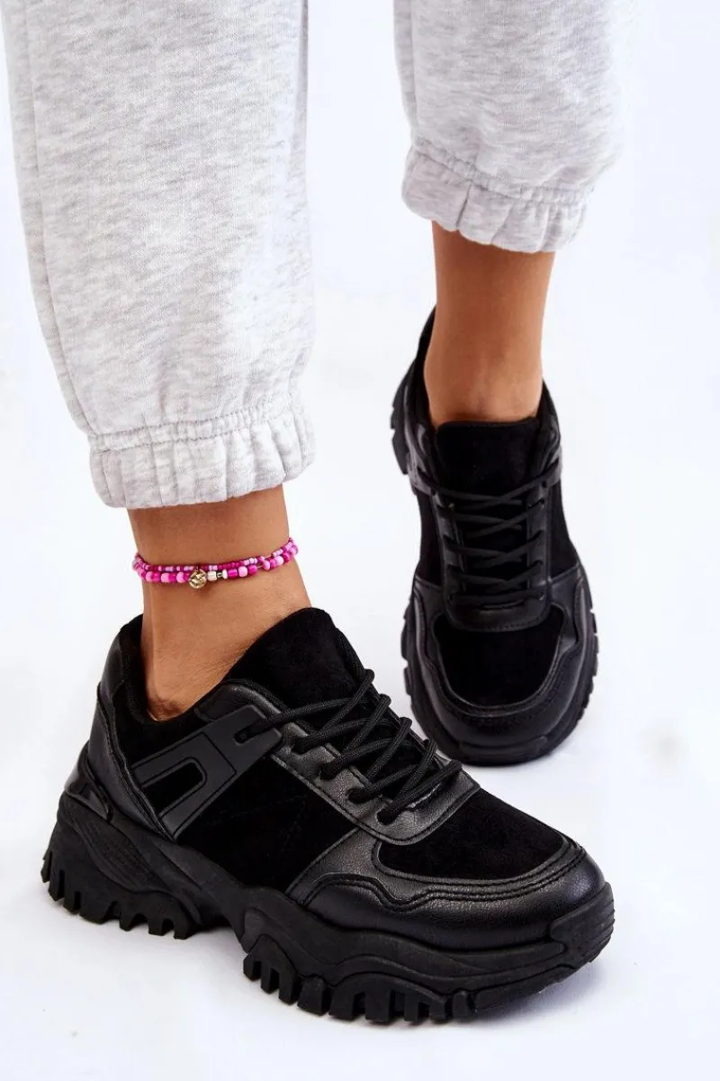 Sale Modne Buty Sportowe Sneakersy Czarne Frezio Damskie Sneakersy Damskie